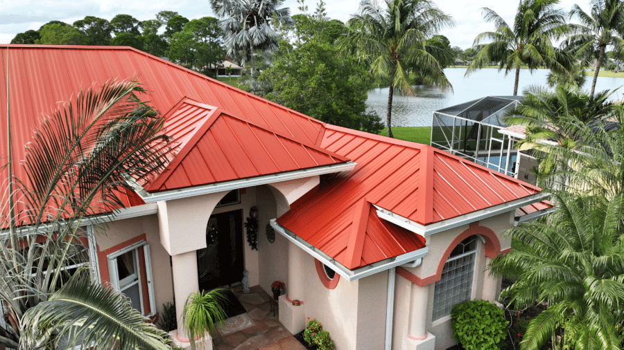 Beautiful florida coastal home with standing seam metal roofing from ERS Metals recently installed by our professional installation team