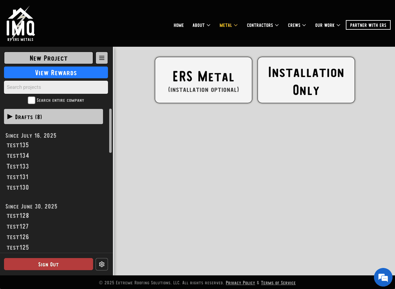 instant metal quote IMQ software by ERS Metals. Get fast and accurate quotes in minutes with our advanced roofing technology. create a free account for instant access to our platform